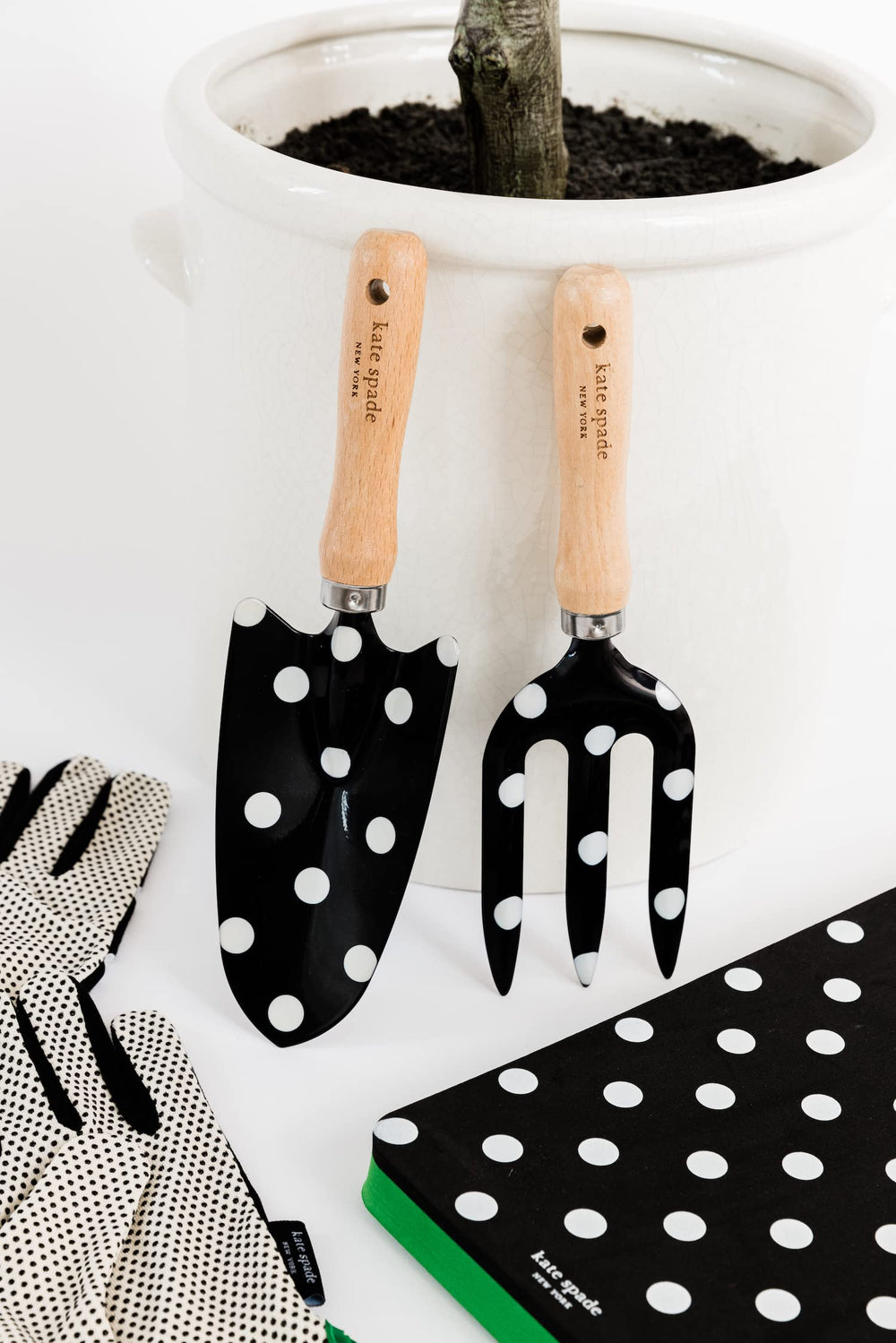 kate spade new york wooden handle with logo etching for elegant branding and grip