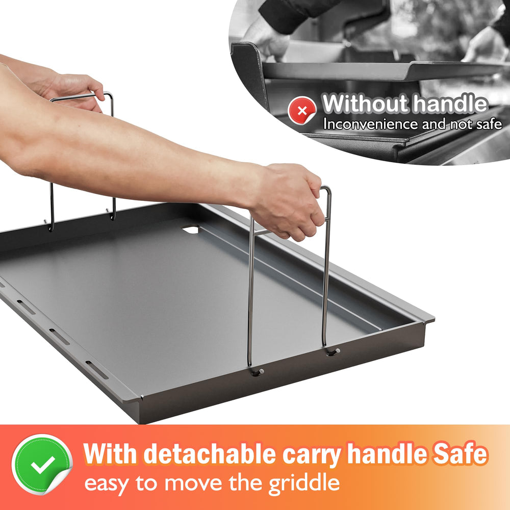 KATEEDY griddle installed in a Weber Genesis 300 series grill for expanded cooking