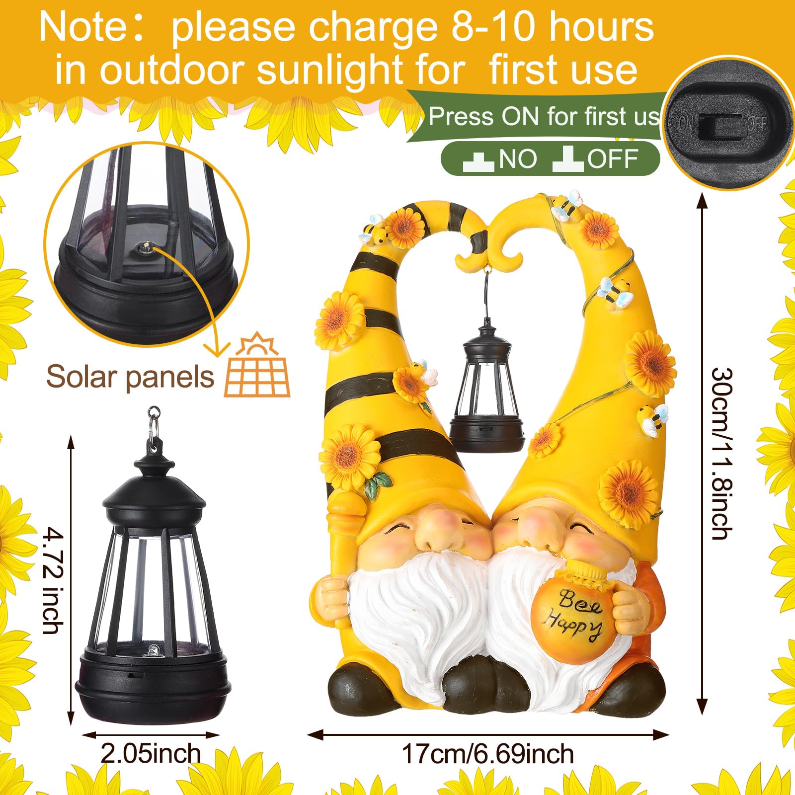 Kathfly close-up of paint detail highlights sunflower and bee charm