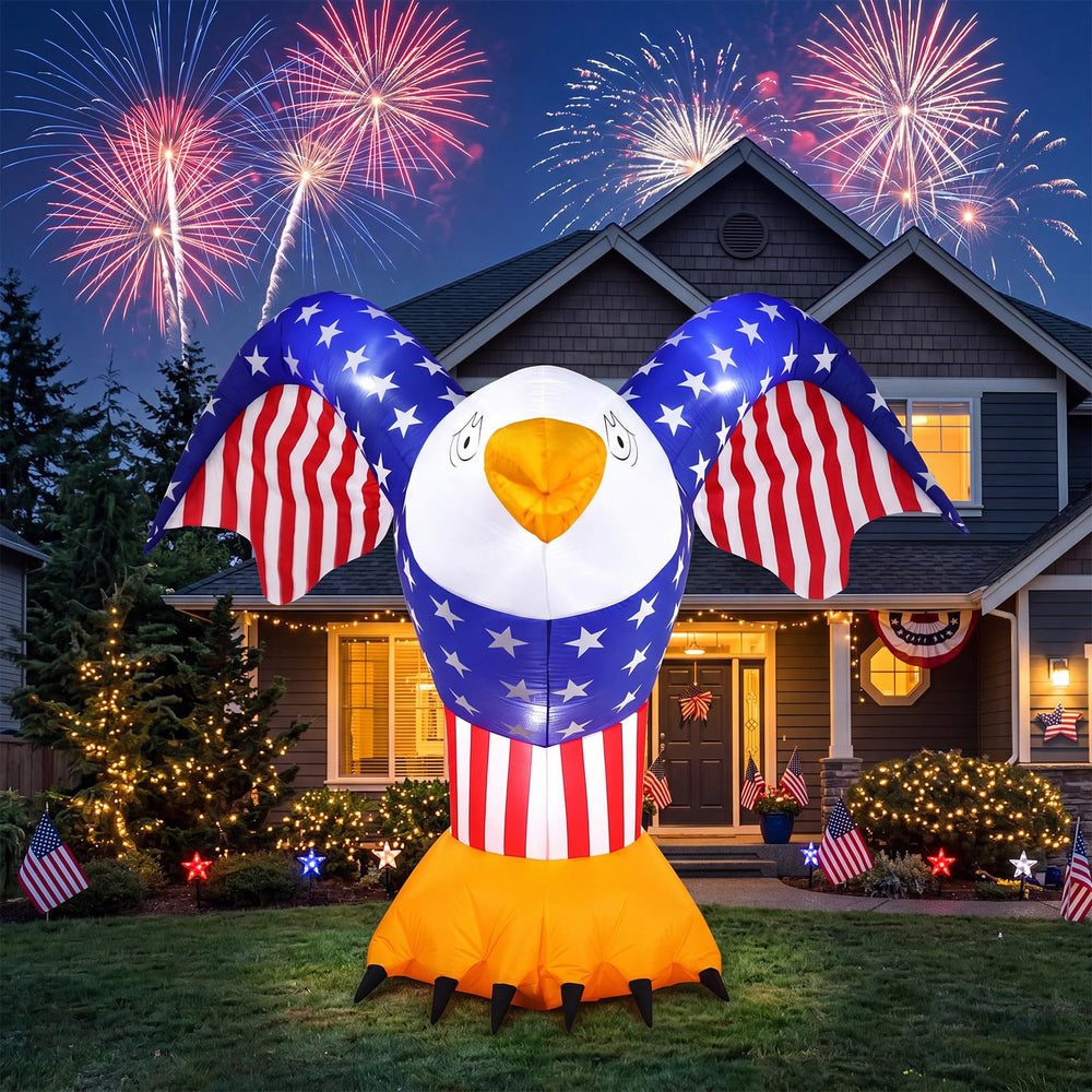Kathfly inflatable eagle front view showing patriotic design and curb appeal