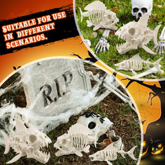 Kathfly three skeleton fish arranged together to create layered horror vignette