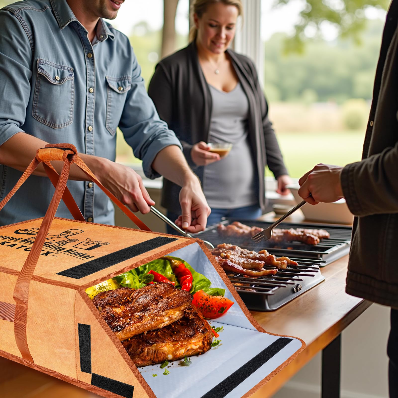katoex lifestyle tailgate serving scene showing easy transport and hot-holding advantage
