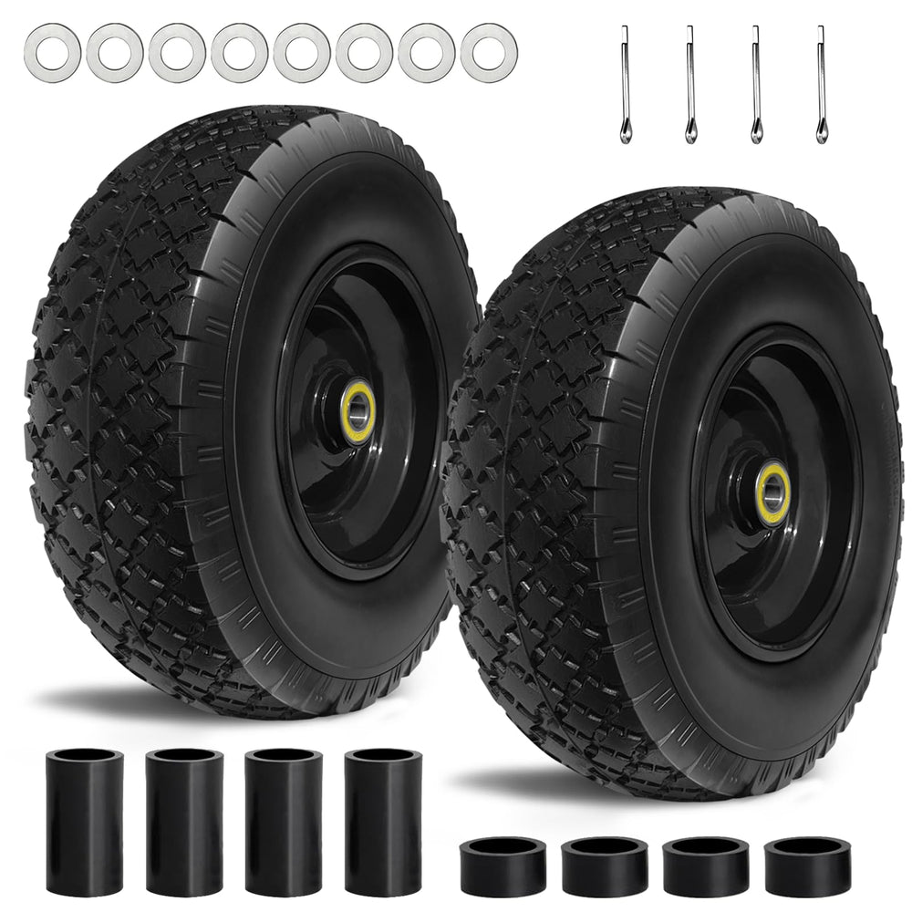 Kavedod front view wheel assembly showing solid tire for no-flats benefit