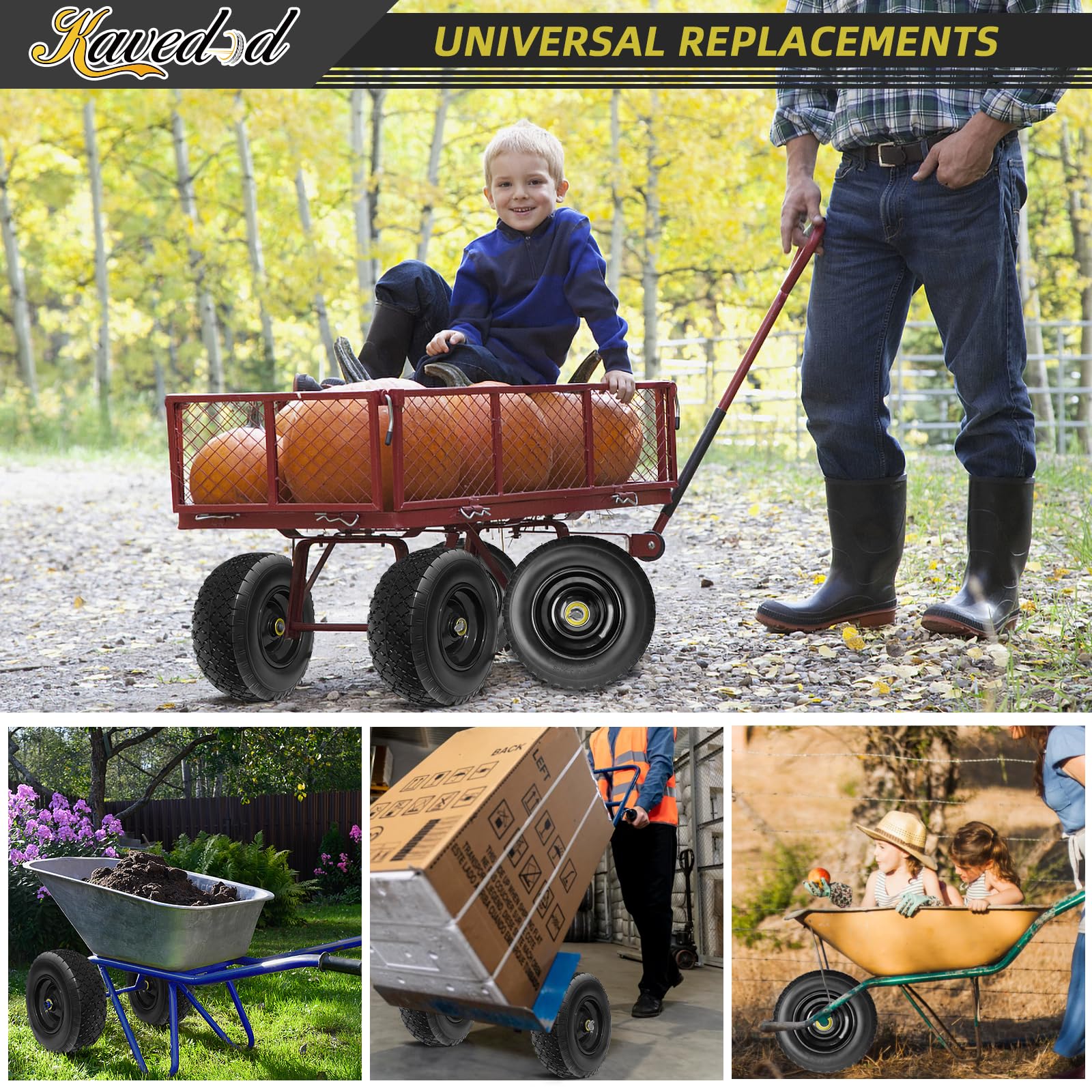 Kavedod fitted on garden cart demonstrating maintenance-free hauling
