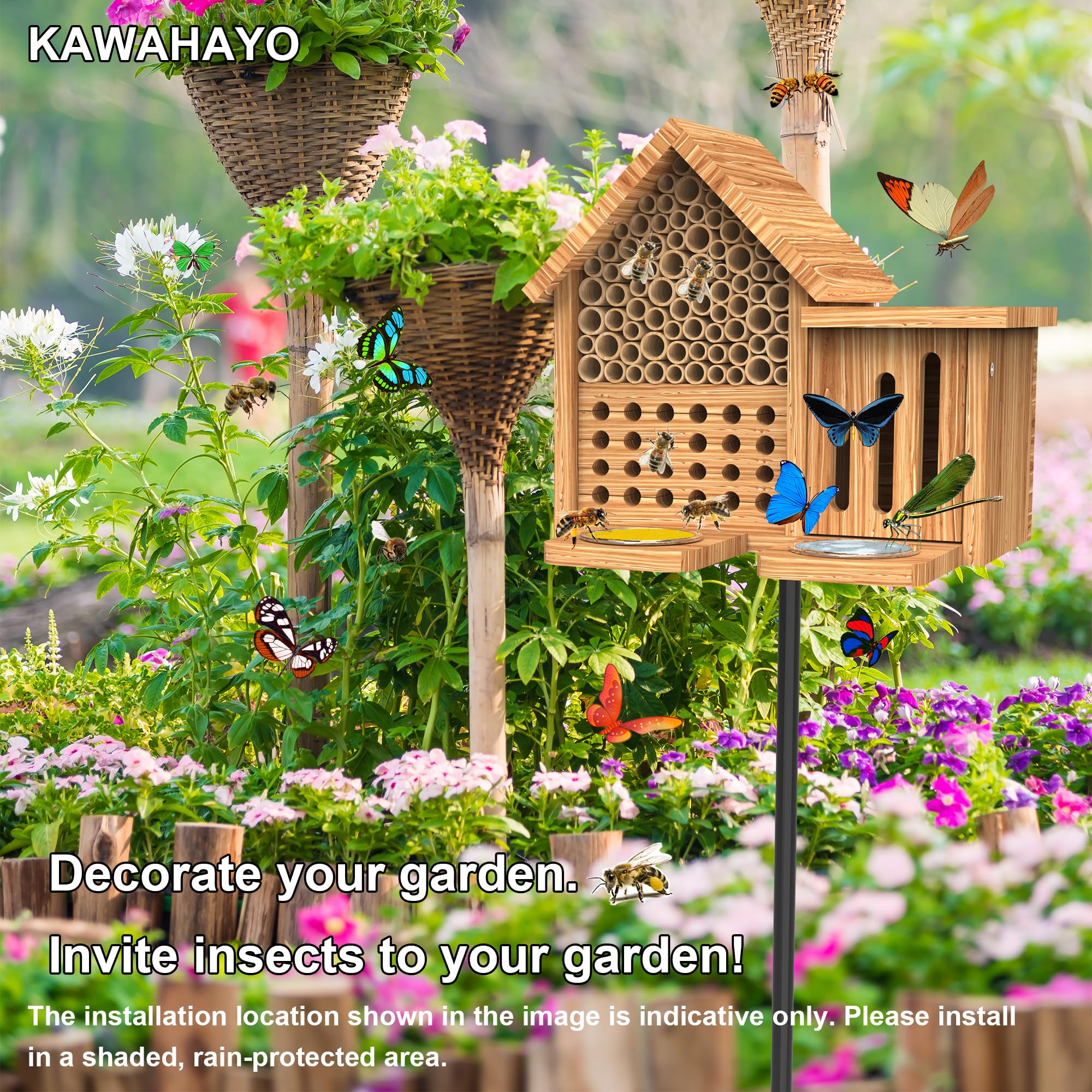 KAWAHAYO mounted on fence near flowers displaying attractive outdoor placement