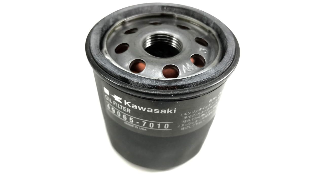 Kawasaki inline fuel filter on white showing clean fuel flow benefit