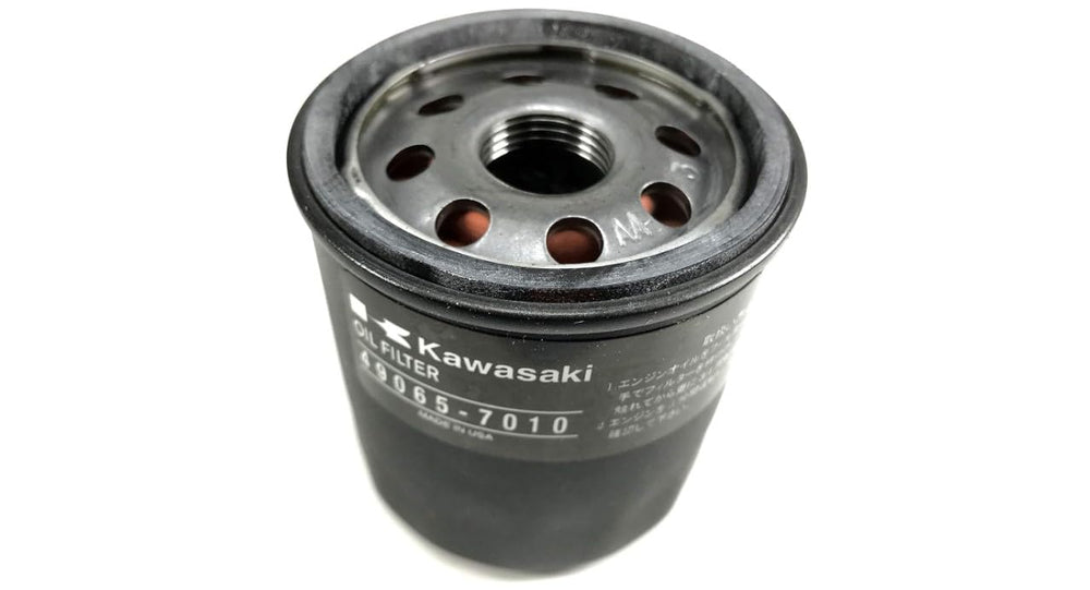 Kawasaki inline fuel filter on white showing clean fuel flow benefit