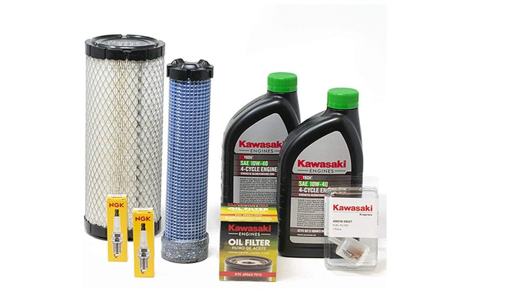 Kawasaki tune up kit box contents showing all OEM parts for quick servicing