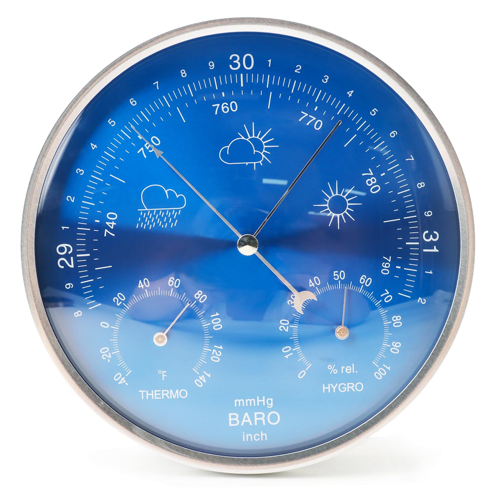 Kawlity front view showing blue 3-in-1 weather station for quick readings