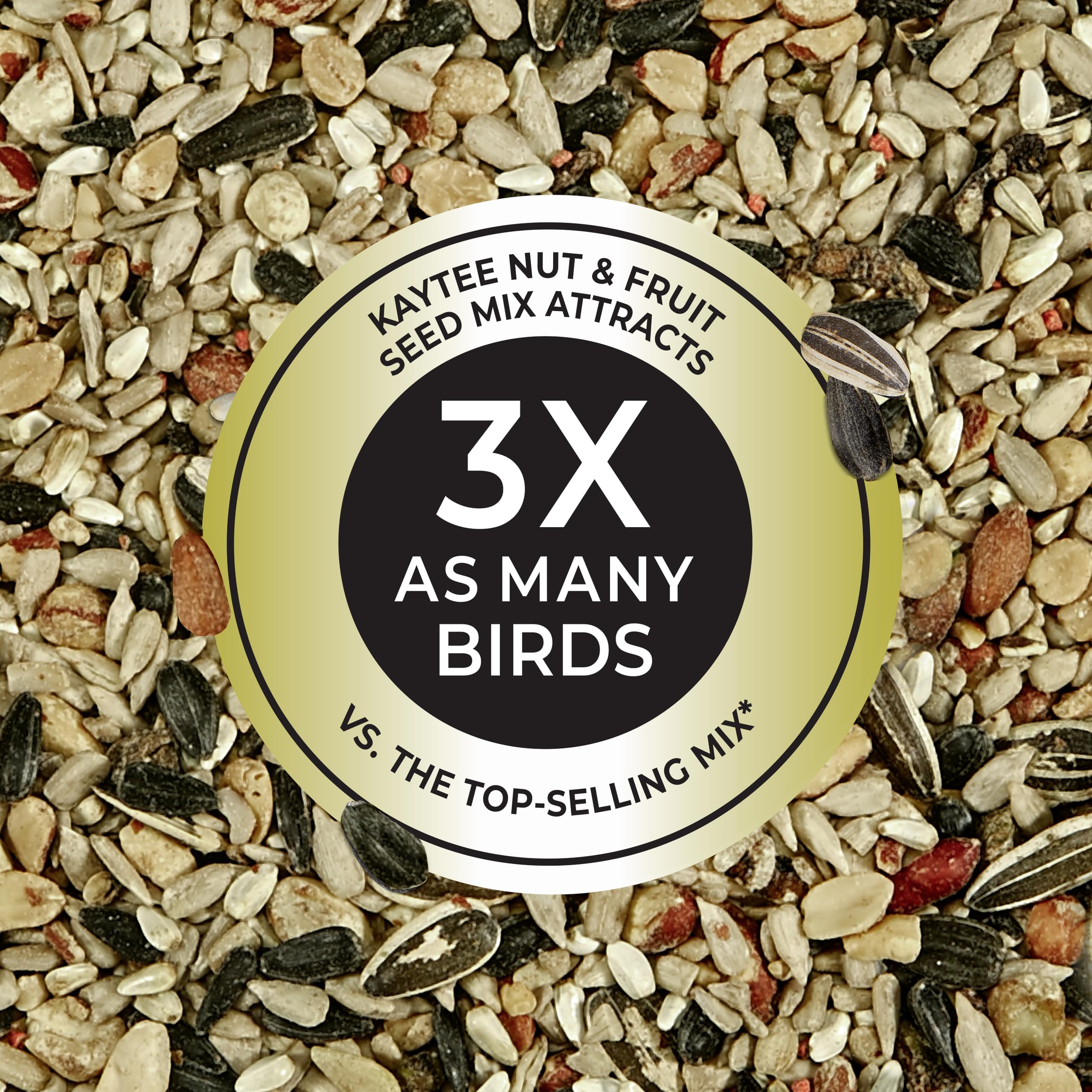 Kaytee seed cake placed in feeder demonstrating tidy feeding and less waste