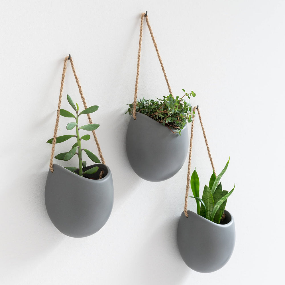 Kazai Ellie front view matte-gray ceramic pots showing minimal design and balance
