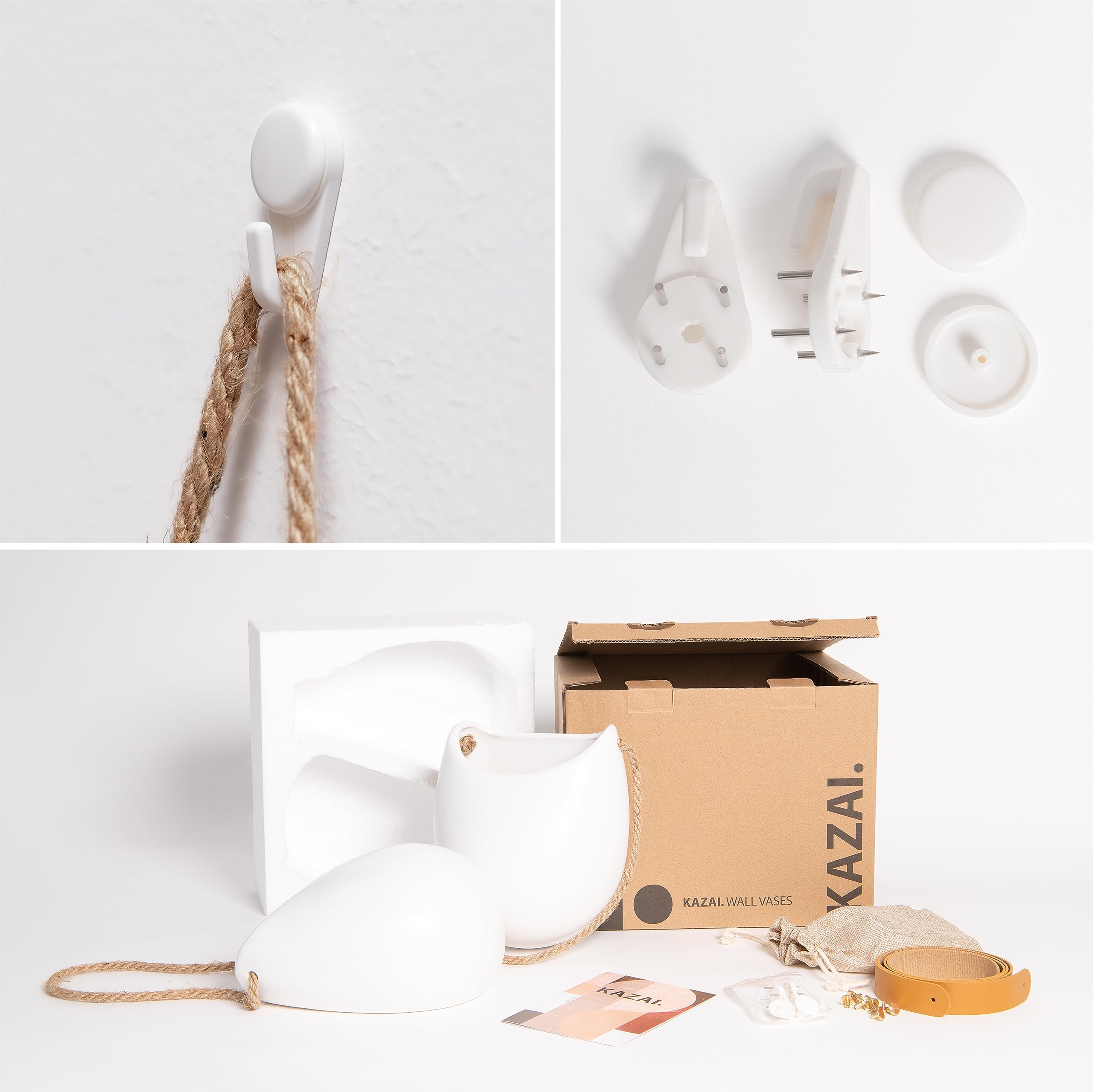 Kazai Ellie included hooks and hardware showing simple installation and secure hanging