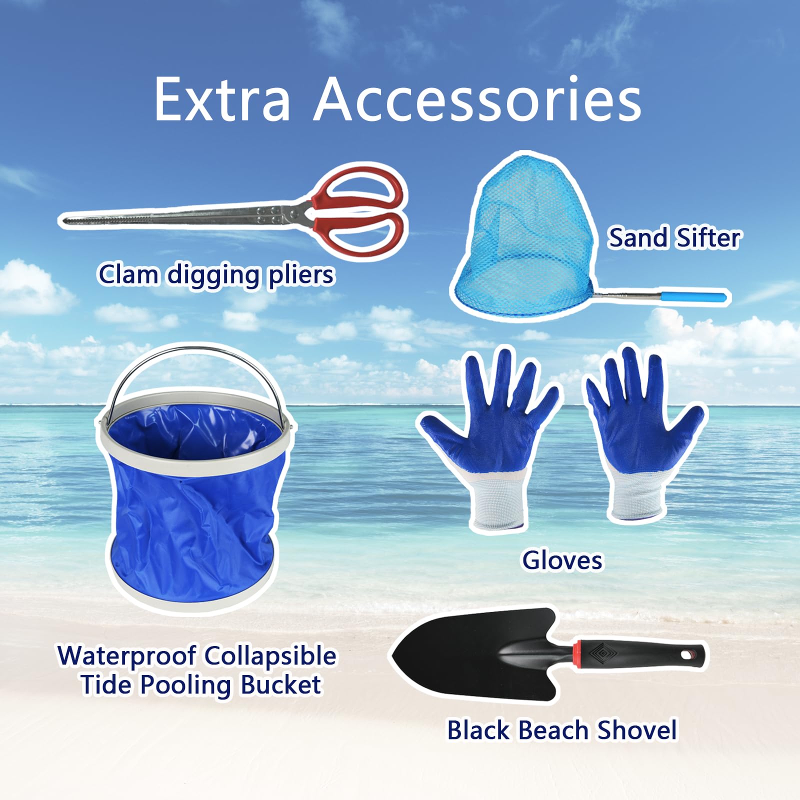 KBISHTIE accessory set including bucket net shovel gloves for convenience