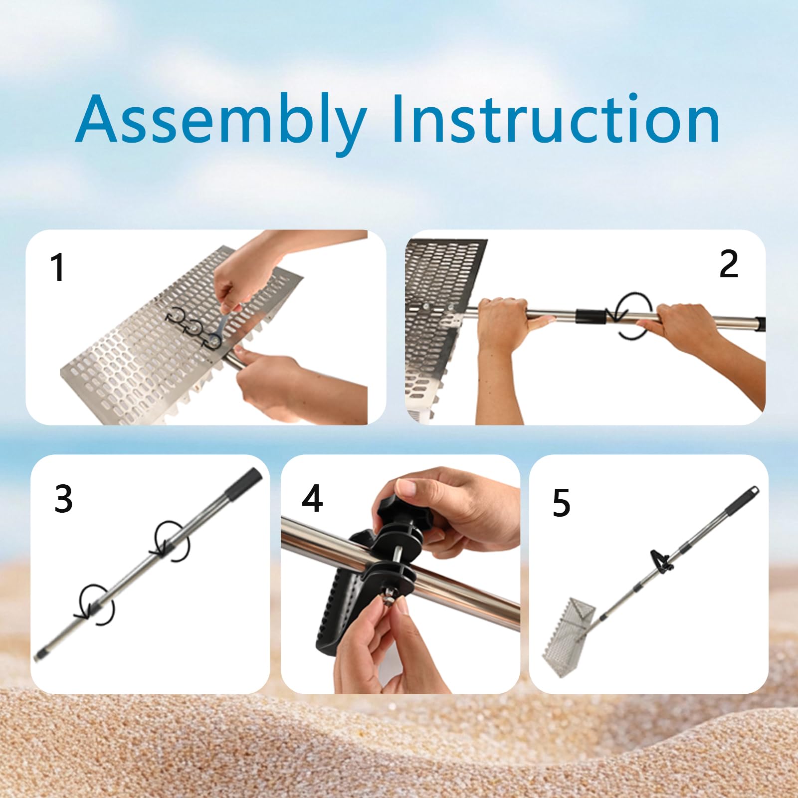 KBISHTIE family using rake at beach highlighting easy group outings