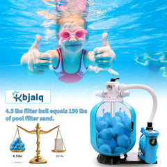 KBJALQ filter balls installed in a pool filter tank for easier maintenance