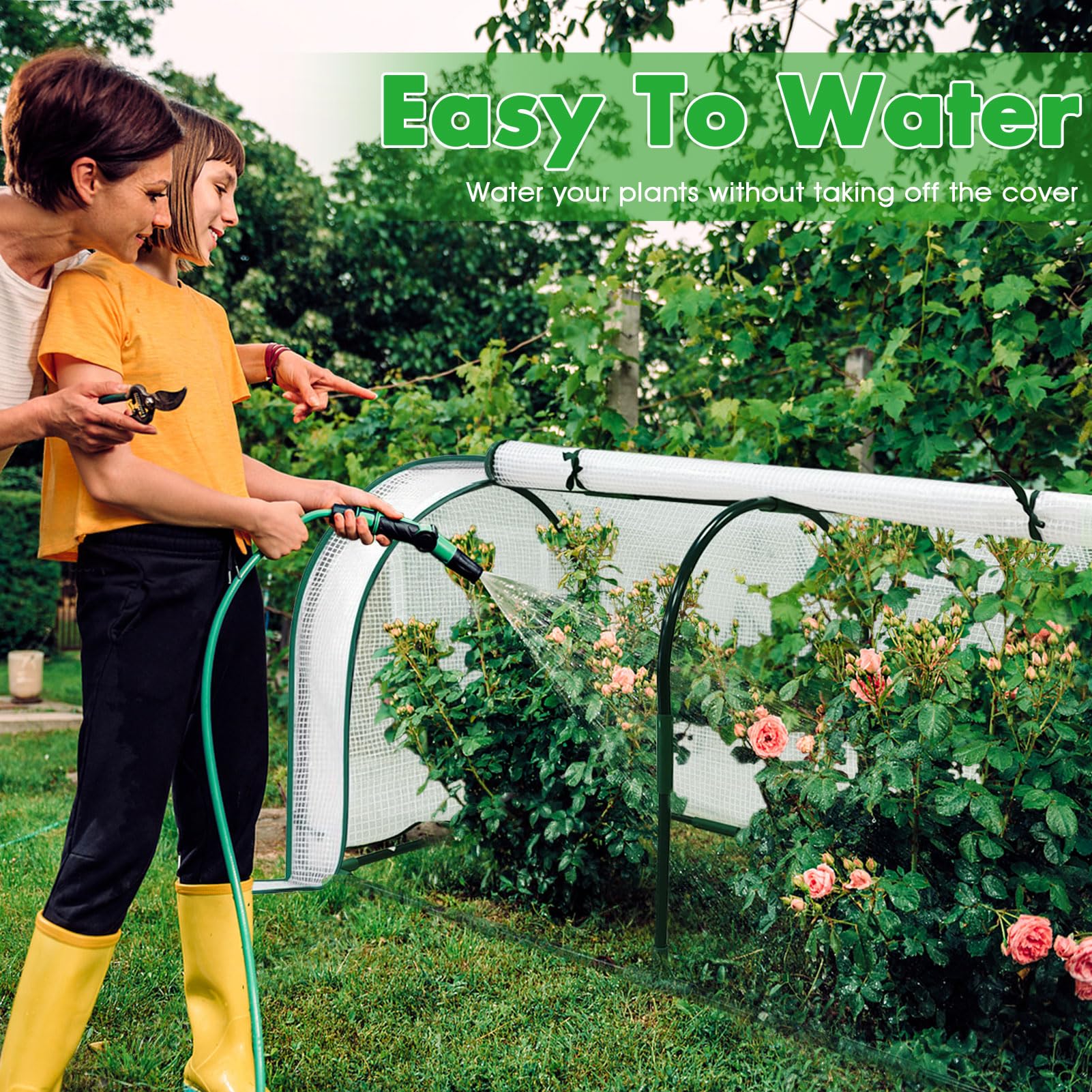 KBOROVER anchored with ground stakes and weights showing stability benefit