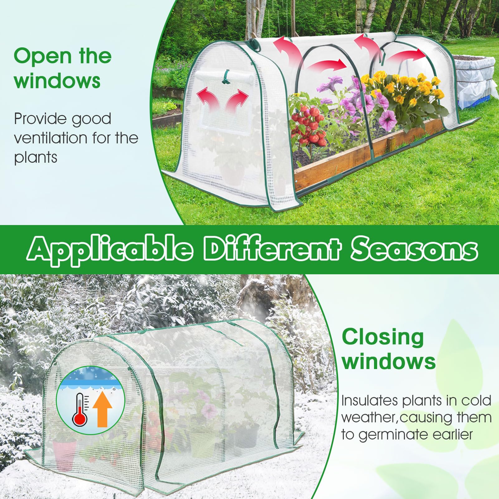 KBOROVER roll-up zipper door open for easy access and watering benefit