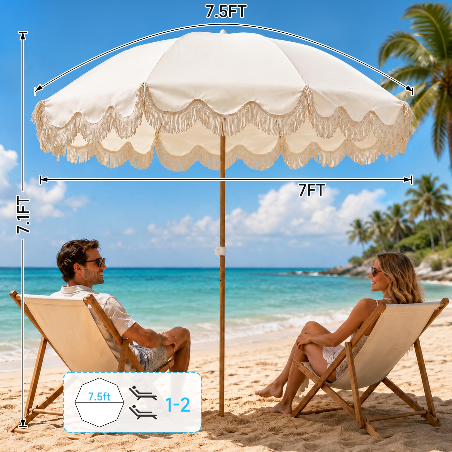 Kbrellaoutlets umbrella in beach setting providing portable shaded seating for adults