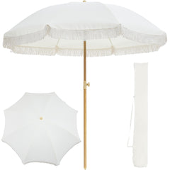 Kbrellaoutlets frontal canopy in beige showing clean shade and style