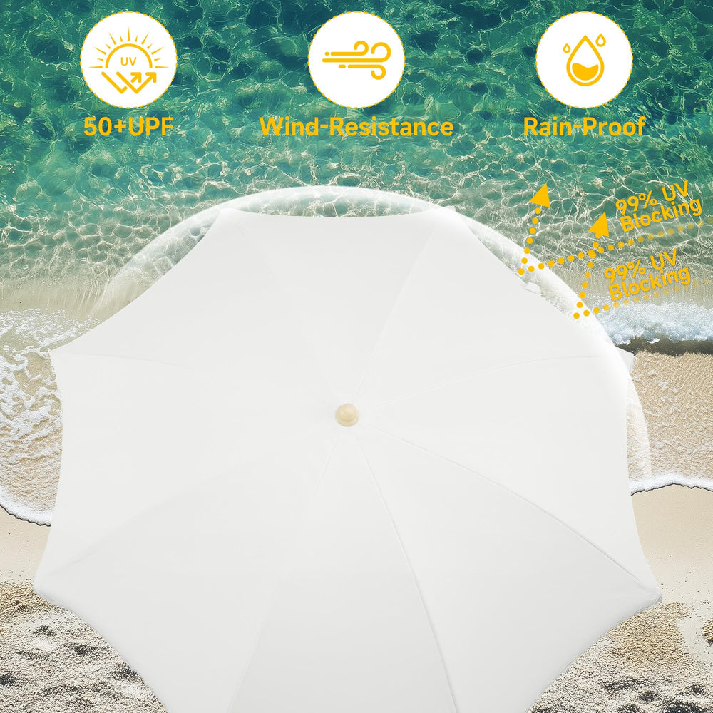 Kbrellaoutlets umbrella in use at a beach offering portable shade