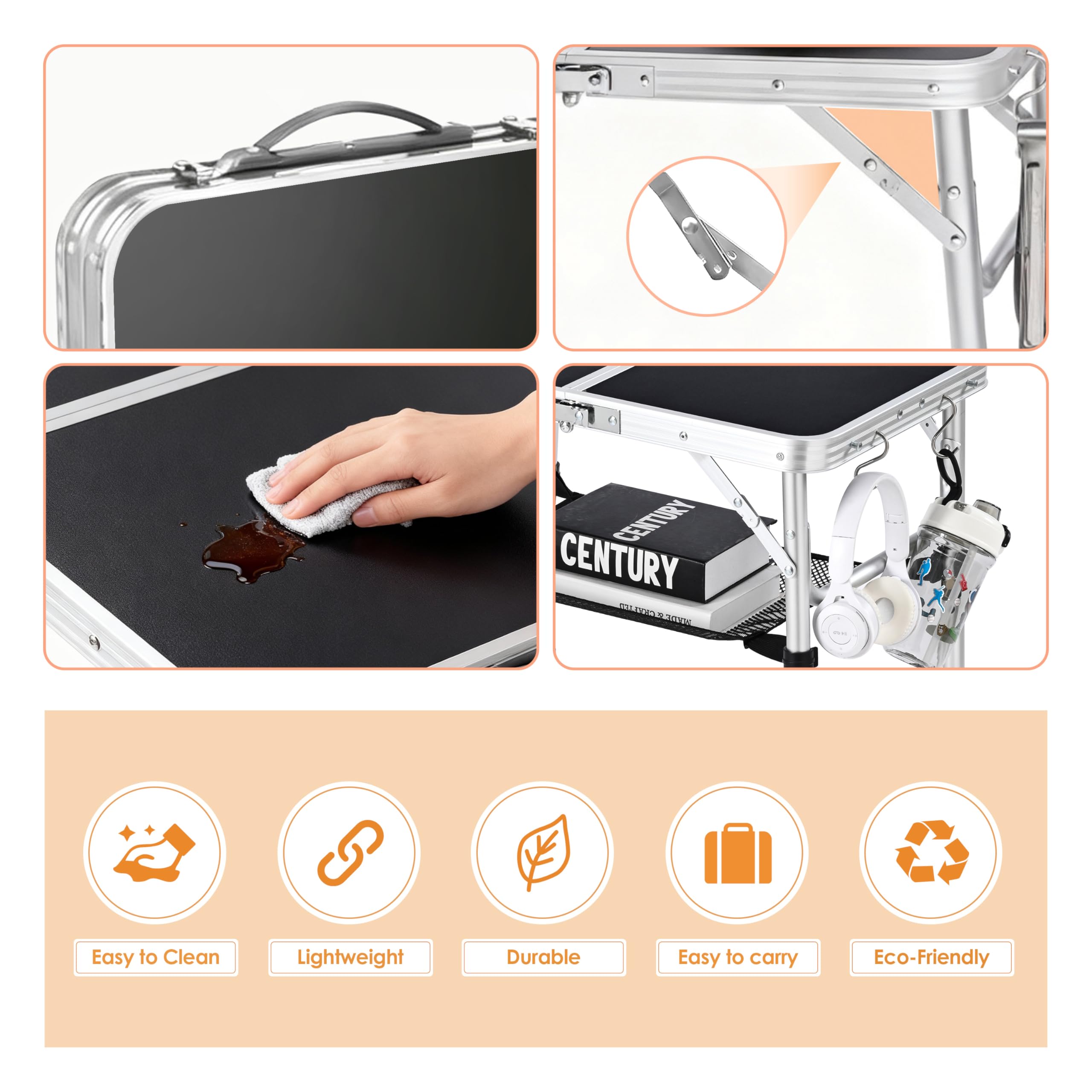 Kcmploro in-use at campsite offering stable surface for meals and games