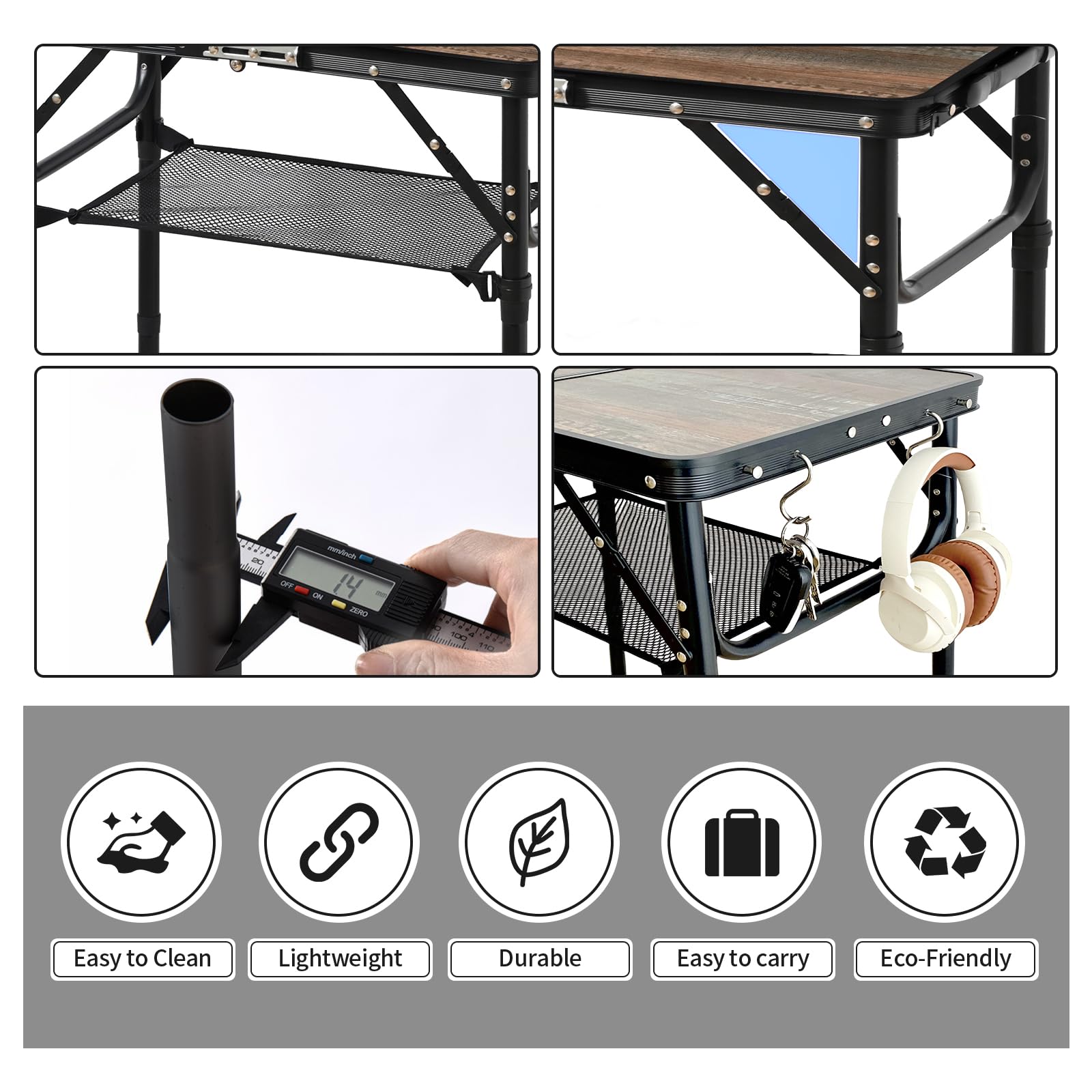 Kcmploro mesh storage and S-hooks keeping utensils and snacks organized outdoors