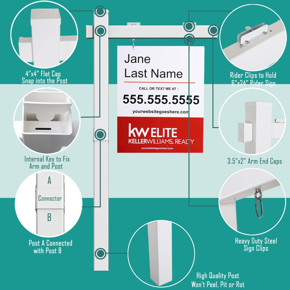 Kdgarden steel sign clips and rider clips displayed for secure sign attachment