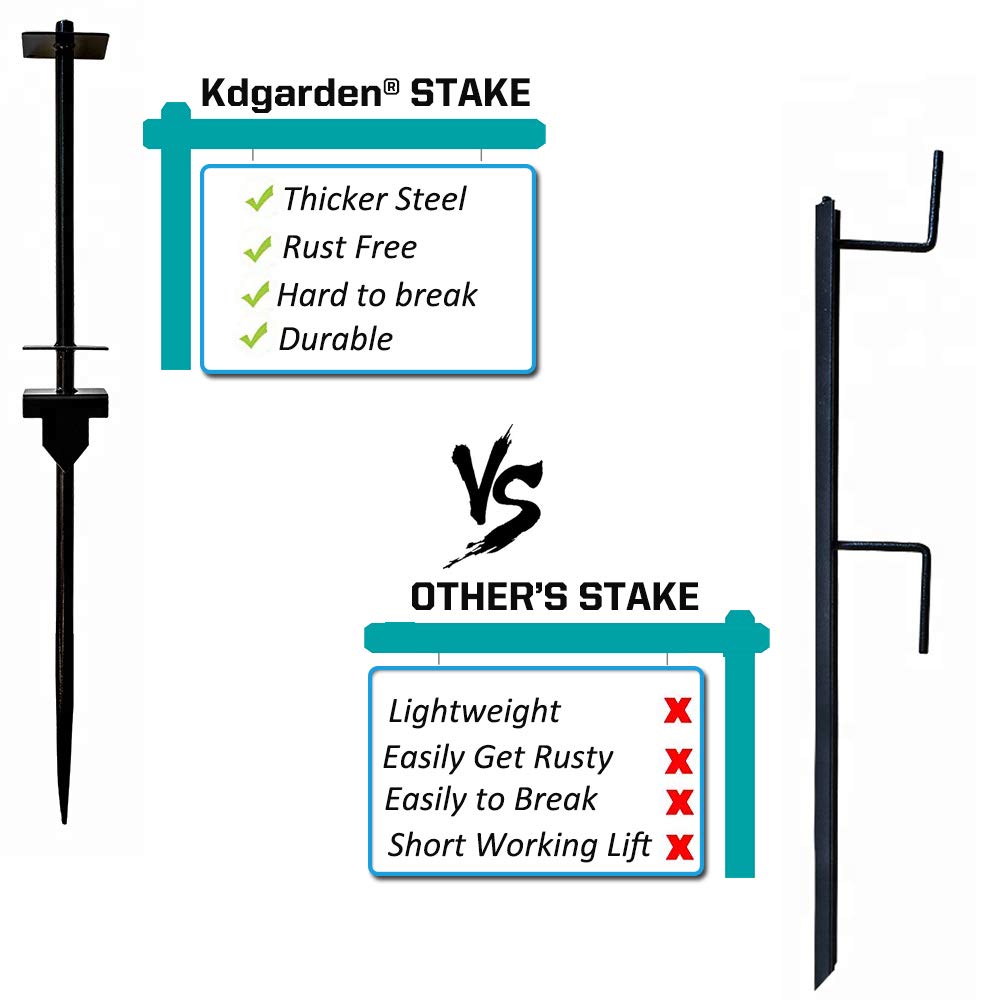 Kdgarden stainless steel power stake close-up highlighting rust-free anchoring strength