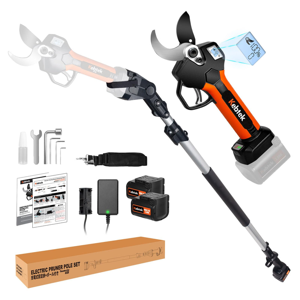 Kebtek KT-940 front view showing compact cordless pruner and ergonomic grip benefit