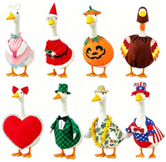 kedaijin front packaging showing all eight seasonal goose outfits and easy storage