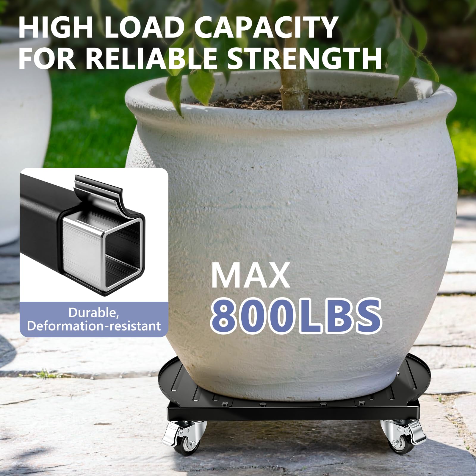 KEDSUM loaded with large planter demonstrating 800lb capacity and reliable support