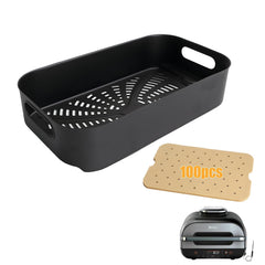 KEESHA Foodi FG551 front view crisper basket showing fit and clean edges for easy grilling