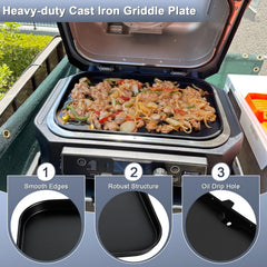KEESHA griddle installed in Ninja Woodfire grill demonstrating direct-fit convenience