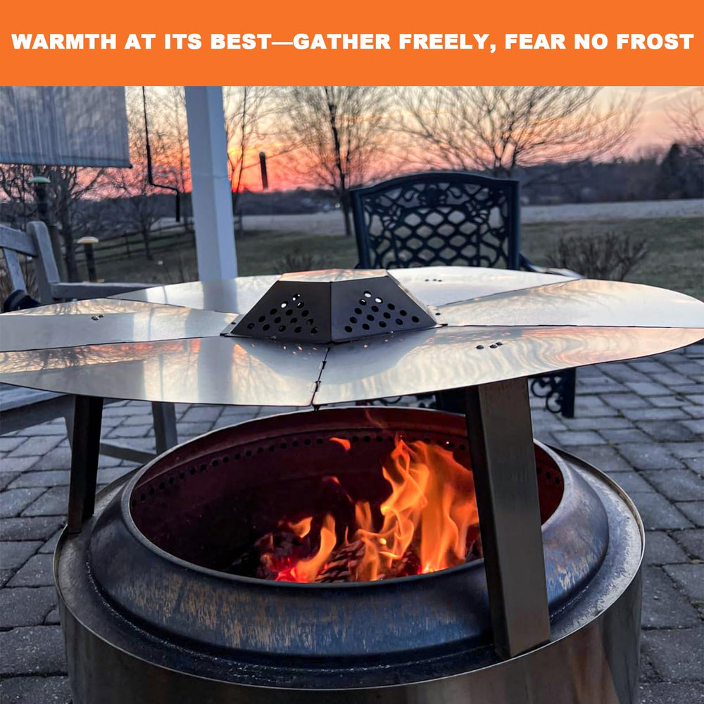 KEESHA deflector in backyard evening scene extending comfort for guests