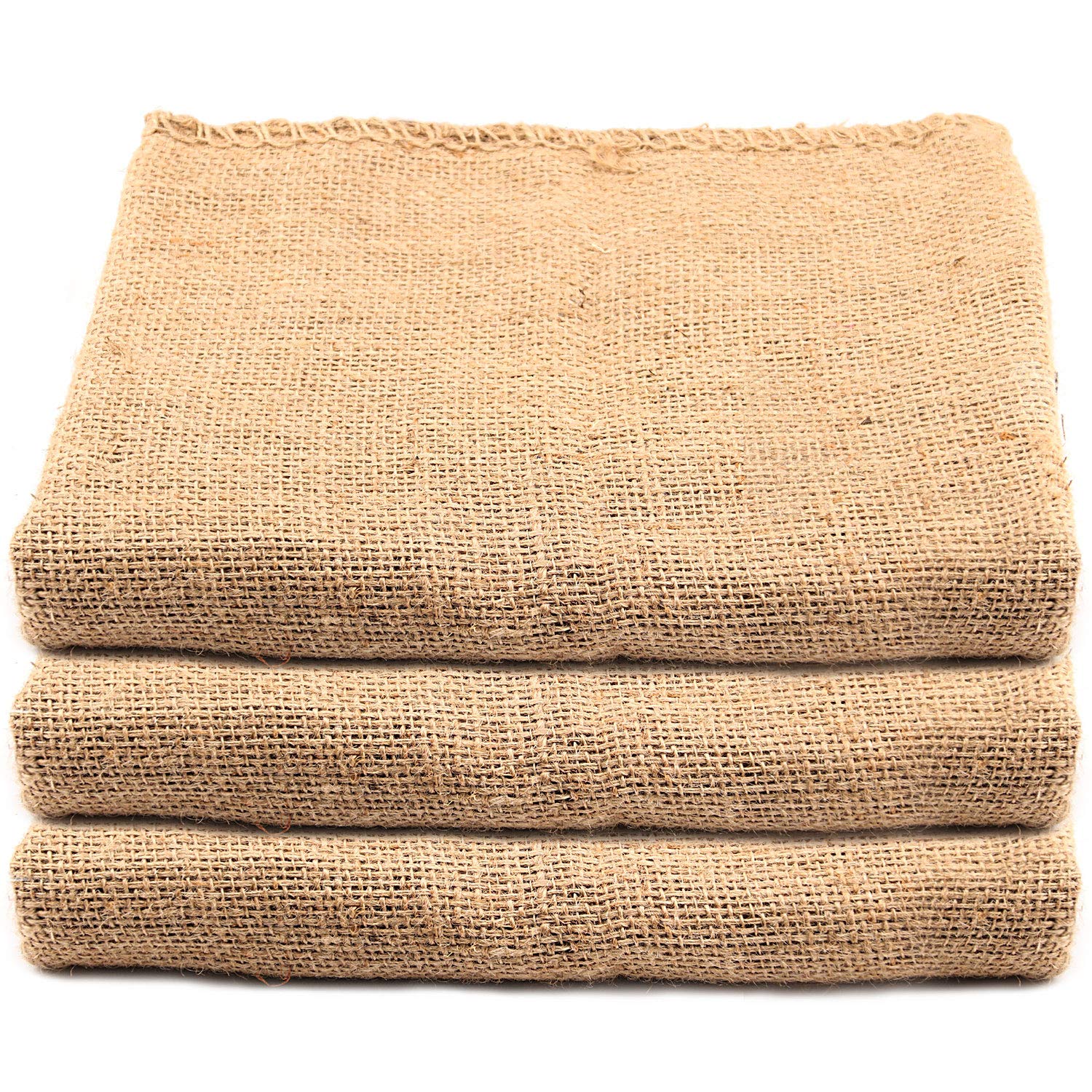 KEILEOHO front view of three burlap bags showing full-size and packaging benefit