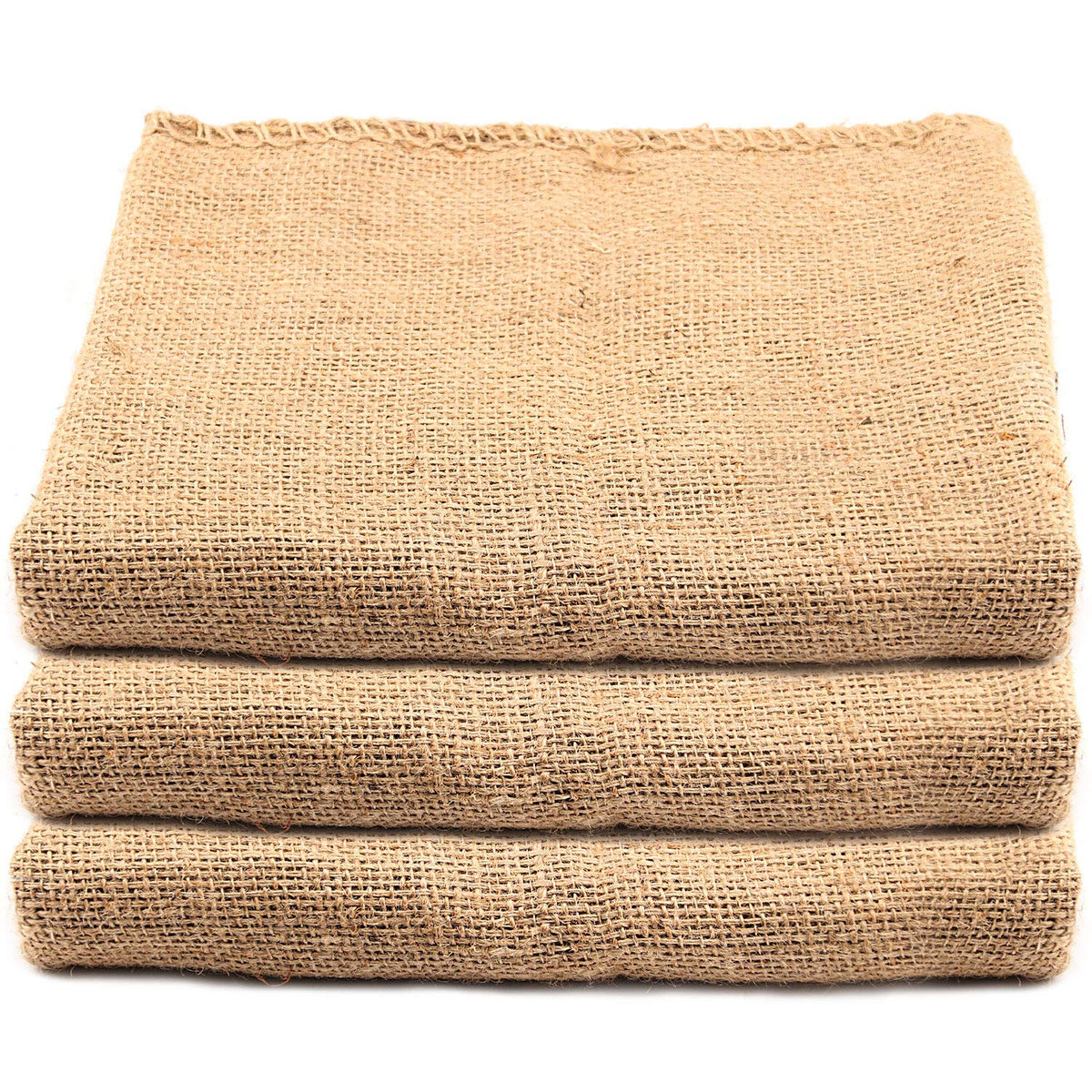 KEILEOHO front view of three burlap bags showing full-size and packaging benefit