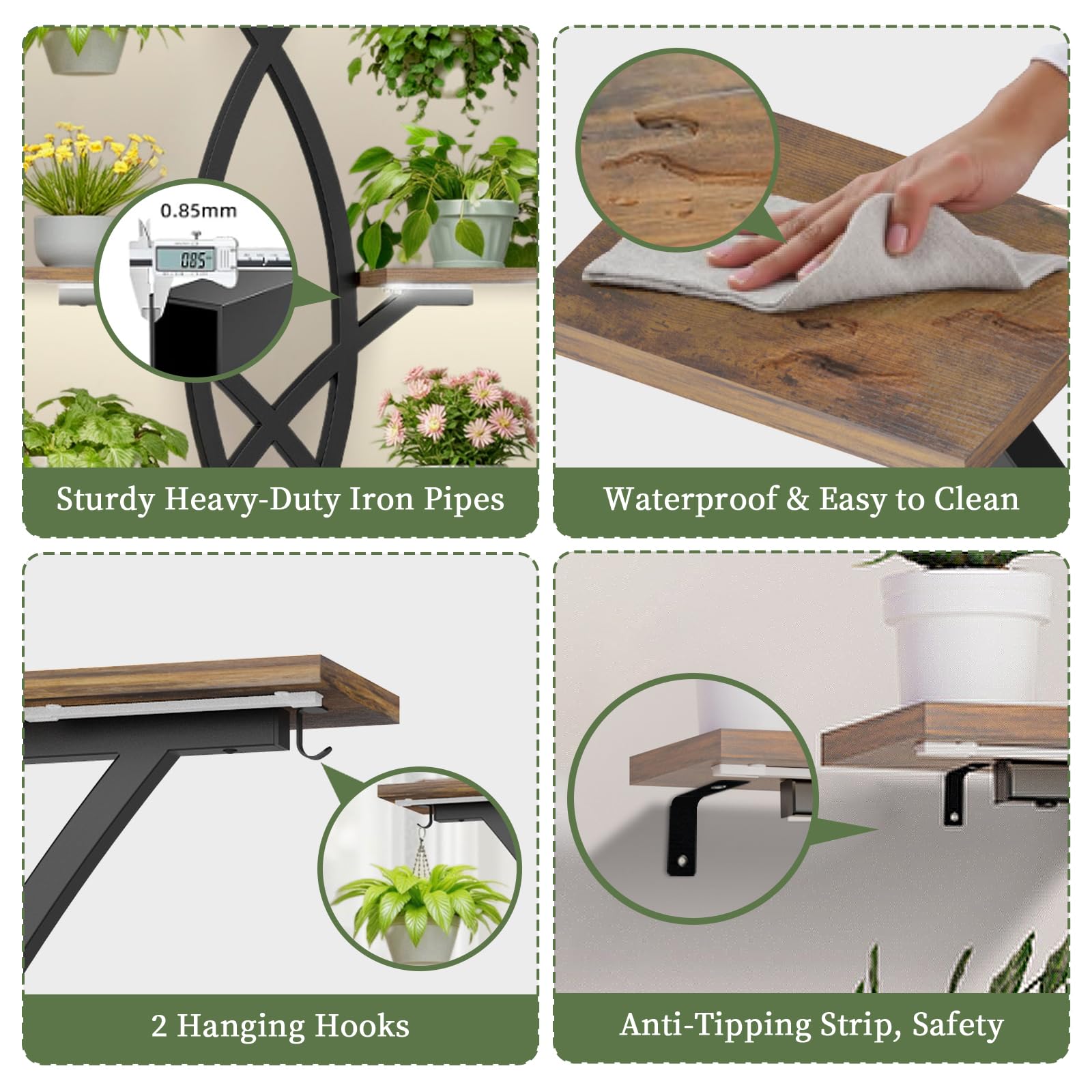 KELHOMECL close-up of rust-proof iron frame and waterproof board, durable support