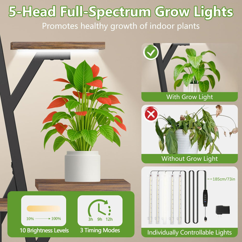 KELHOMECL close-up of full-spectrum grow lights showing adjustable brightness benefit