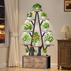 KELHOMECL front view of 10-tier plant stand showing 13 pots and decorative shape benefit