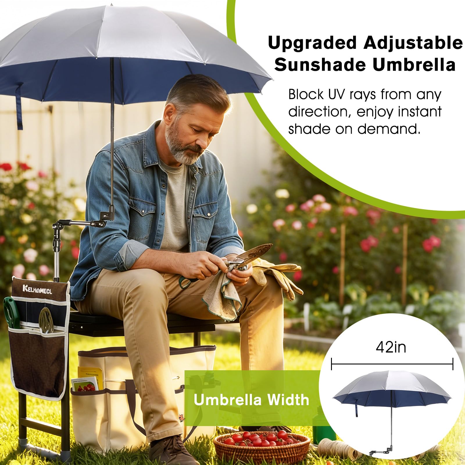 KELHOMECL umbrella bracket close-up showing adjustable sun protection