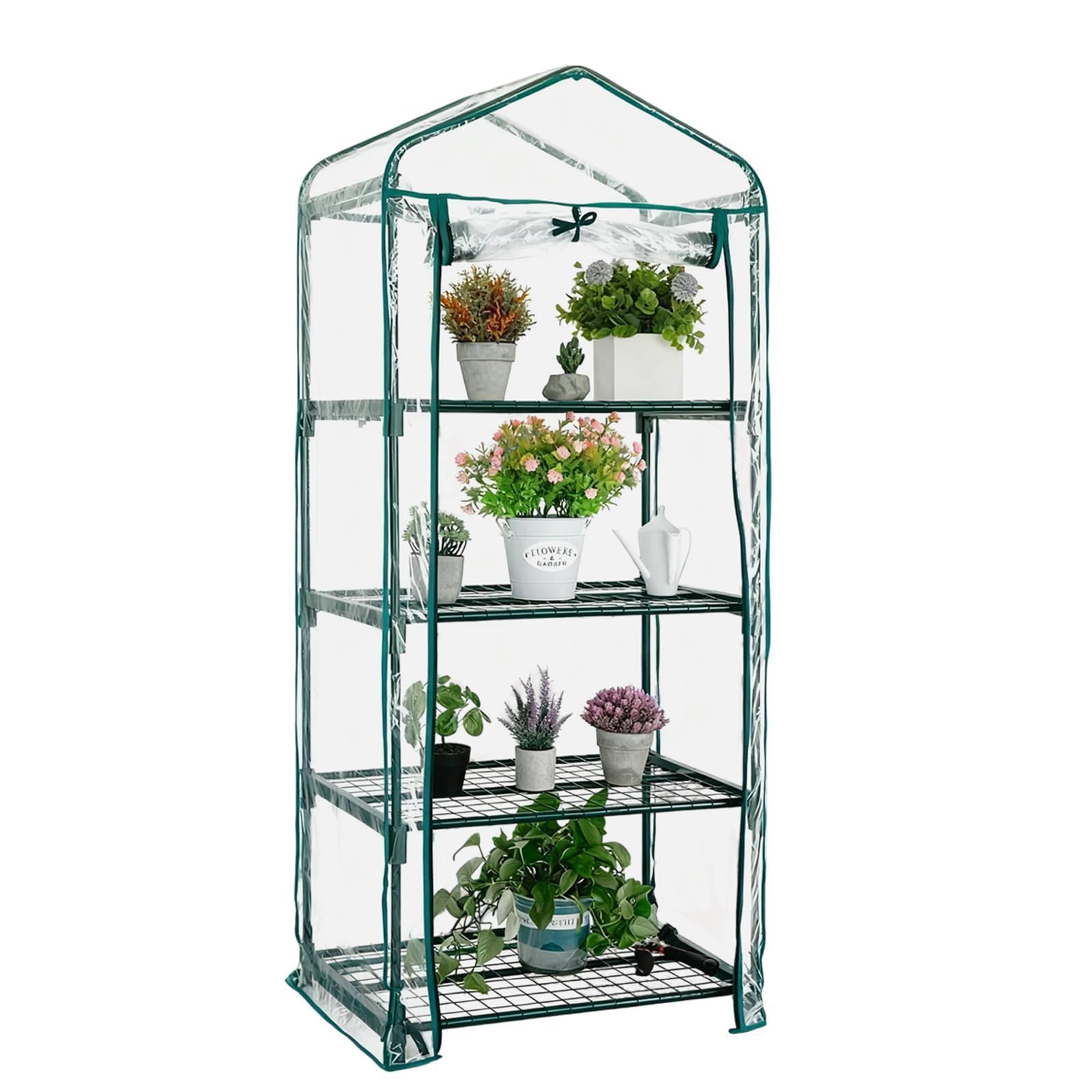 Kelived front view assembled shows compact greenhouse protecting plants