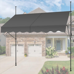 KELIXU front view installed awning showing patio shade and UV protection