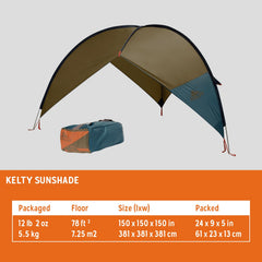 Kelty Sunshade pole connection close-up showing sturdy fiberglass joints and reliability