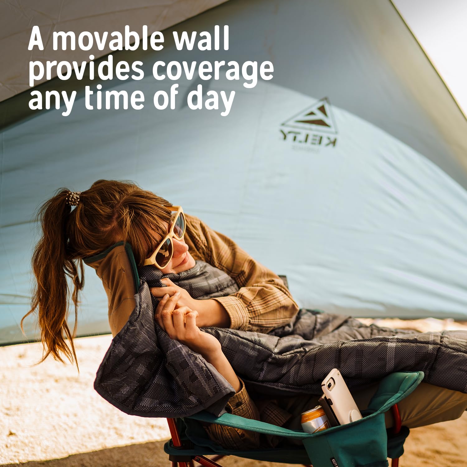 Kelty Sunshade interior with chairs showing roomy 78 sq ft space benefit