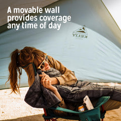 Kelty Sunshade movable side wall detail showing adjustable wind and sun protection