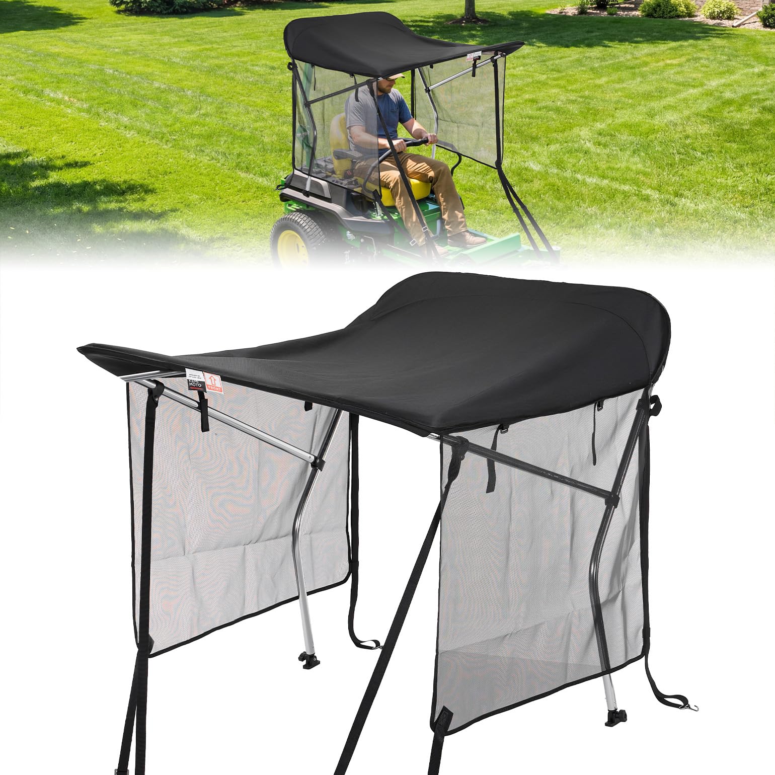 KEMIMOTO canopy front view showing full coverage and shade benefit
