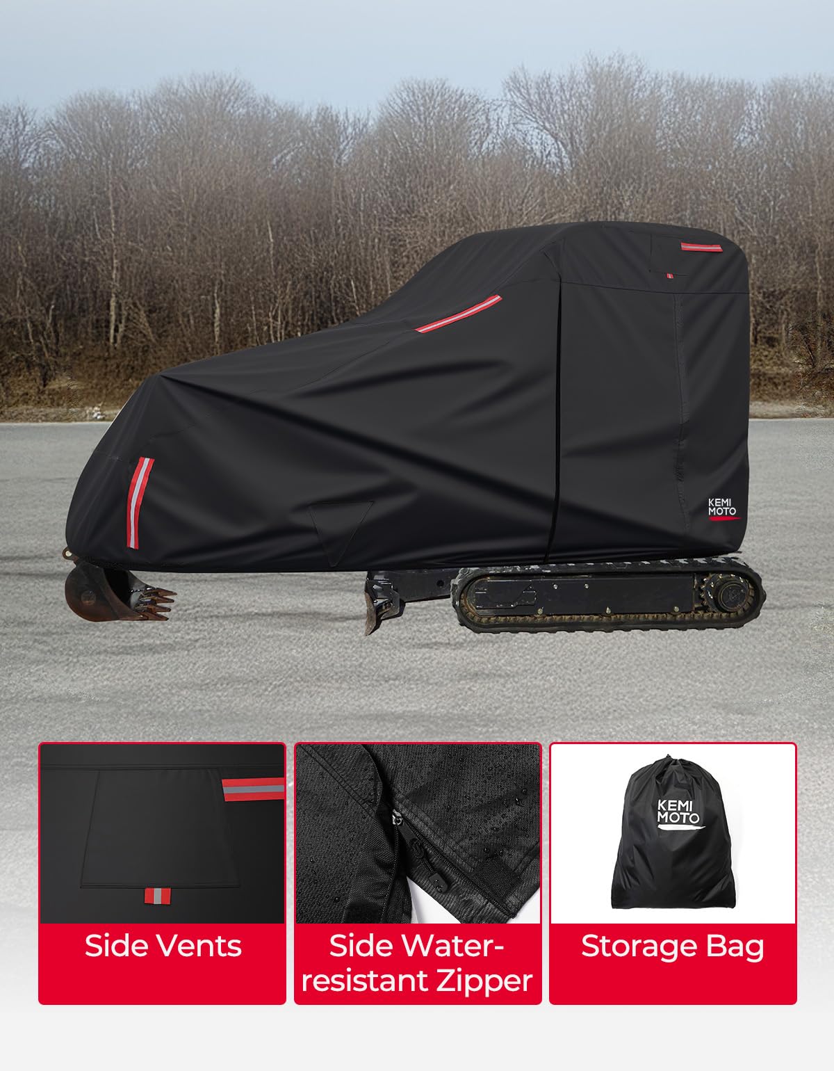 KEMIMOTO secure strap attachment preventing cover blow-off in wind