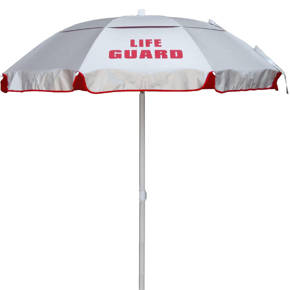 Kemp USA front view of lifeguard umbrella showing portable shade and quick setup