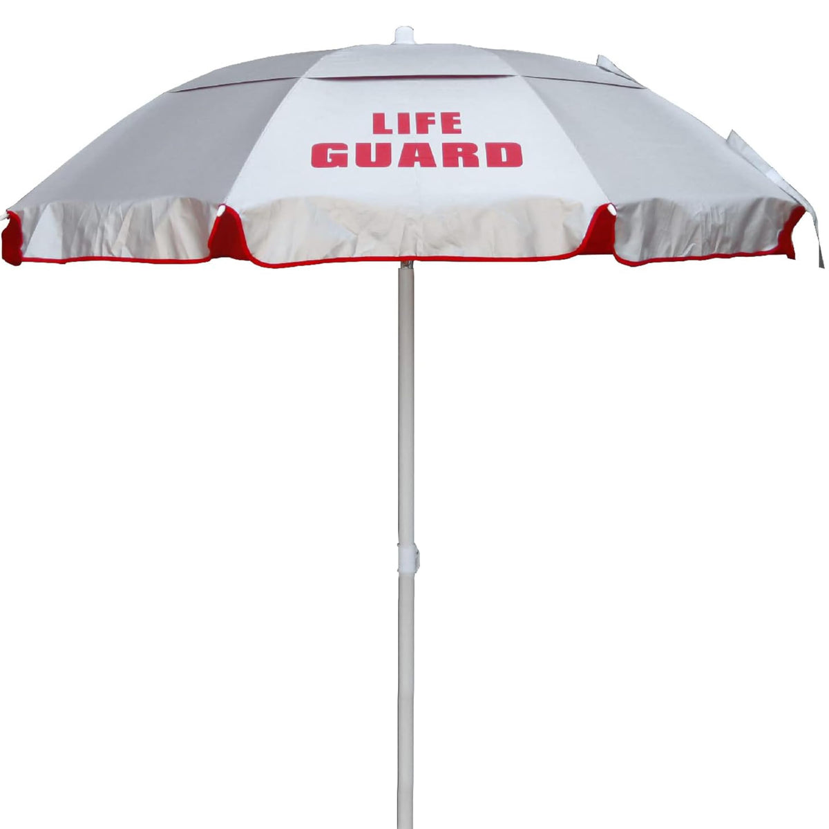 Kemp USA front view of lifeguard umbrella showing portable shade and quick setup