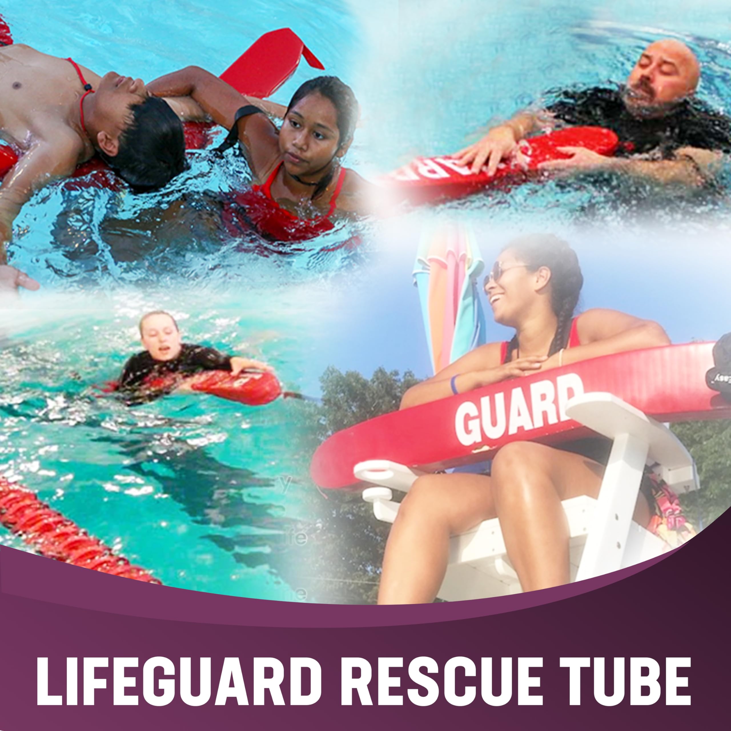 Kemp USA rescue tube during open water tow showing stable flotation